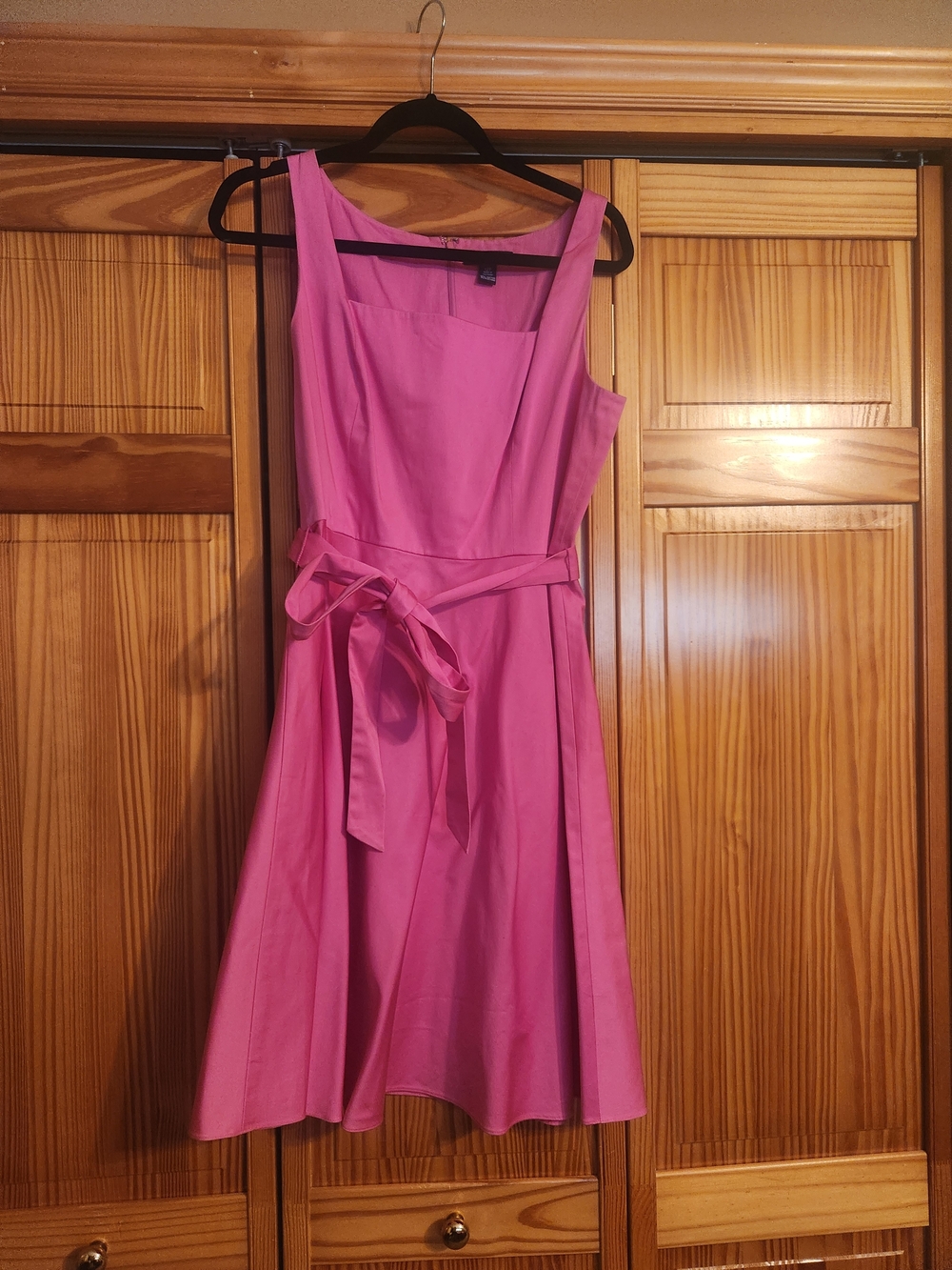 Ralph Lauren Chaps CottonPink Sleeveless A-Line Dress with Waist Tie